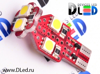   Светодиодная автомобильная лампа T15 - T10 - W5W - 6 SMD 5050 (с обманкой)