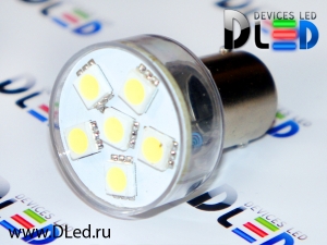   Светодиодная автомобильная лампа 1156 - PY21W - S25 - BA15s - 6 SMD 5050