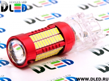   Светодиодная автомобильная лампа P27/7W - T25 - 3157 - 106SMD 4014+ Линза