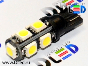   Светодиодная автомобильная лампа T10 - W5W - 9 SMD 5050 Black