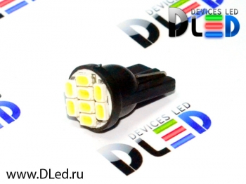   Светодиодная автомобильная лампа T10 - W5W - 8 SMD 1210 Black